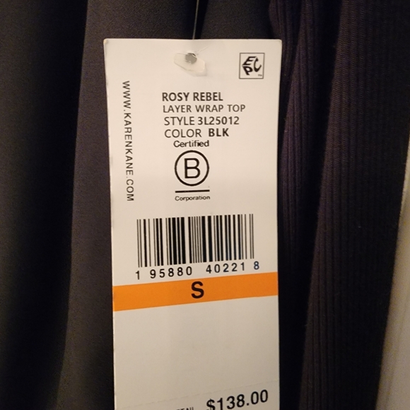 KAREN KANE Contrast Double Layer Wrap Top In Black Size Small - Picture 14 of 14